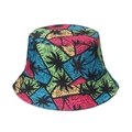 Cappello da sole con stampa di palme tropicali per la spiaggia e le vacanze estive - Palme Tropicali Colorate (E)