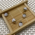 Faceted white natural stone oval pendants with gold caps for jewelry making - No.29 Milky White Stone