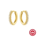 Elegante 925 sterling zilveren gouden oorringen met dubbele rij zirkonia en draaiing - Dubbele Rij Zirconia Stijl (Goud #3)