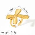 Adjustable golden stainless steel bow ring with dimensions 26mm x 28.5mm and 5.7g weight - Bowknot Shape (TR4290)