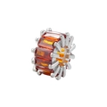 Macro shot of silver plated barrel bead with orange rectangular zirconia for DIY jewelry - Silver Garnet Red