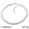 Silver stainless steel flat snake chain bracelet with lobster clasp, 190x4mm size - Steel 4mm Bracelet