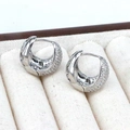 Luxury silver hoop earrings with micro-paved cubic zirconia stones and minimalist design - Style 2 (Silver Full Diamond Hoop)