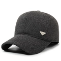 Casquette de baseball en laine gris foncé avec protège-oreilles et logo en métal - Réglable / Gris