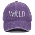 Vintage purple washed cotton baseball cap with white WILD Bigfoot embroidery for men and women - Adjustable / Purple