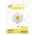 Small white daisy foil balloon with yellow smiley face for birthday party, 45x45cm size - Small Smiley Face White Daisy / White