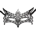 Elegant black lace masquerade eye mask with intricate swirl patterns for parties - Fire Fox