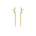 Orecchini in argento S925 oro 18k con zirconi a arco e pendenti lunghi dal design minimale - Oro 18K [Stile Lungo]
