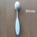 Oval toothbrush-style foundation brush with high-density white fibers and ergonomic handle - No.3 Brush / White