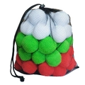 Mesh bag filled with red, green and white textured snowballs for Christmas party games - 60pcs Xmas Red Green White Mesh Bag / Multicolor