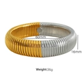 Two-tone gold and silver stretch snake bone cuff bracelet for women 16mm width - 16mm Wide (60mm Diameter) / Gold Steel