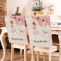 Detail of pink Christmas chair covers featuring ballet dancers and festive holiday patterns - Ballet Girl (YT02-16)