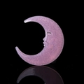 Pink crescent moon wall sticker with glitter effect and face engraving on dark background - Moon/1 Piece Pack / 8cm/Glow / Pink