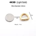 Light gold D-ring buckle, 3.8mm wire thickness, 13mm inner width for bag accessories - 4x3D (Inner 13mm) / Light gold