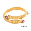Golden Tubogas stretch bracelet with pink heart-shaped crystals and a 10mm width - Pink Zirconia