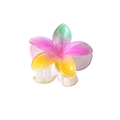Pink and yellow gradient flower hair claw clip with glossy resin finish for women - 8cm Pearlescent - Yellow Rose Red Green