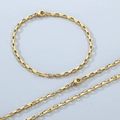 Elegant gold-plated stainless steel box chain necklace and bracelet set for women - 2.3mm / Bracelet 19CM / Gold / Lobster Clasp