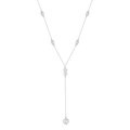 Collier élégant en Y avec sept perles d'eau douce blanches sur une chaîne argentée fine - Forme en Y 7 Perles / Doré