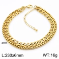 Double-layered gold chain anklet with Cuban and box chain styles and lobster clasp - Gold Double Layer Cuban and Box Chain (KJ3780-Z)
