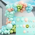Pastel blue and mint green balloon arch kit for wedding and party decorations - Bright Metallic Light Green