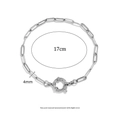 Silver-finished 4mm paperclip link bracelet with round spring clasp, length 17cm - Paperclip Chain / 17cm/4mm / Steel