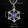 Collana in acciaio inossidabile argento con pendente occhio di drago viola e dimensioni - Malocchio Fiocco di Neve Viola 1