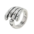 Unieke vintage zilveren handvormige open ring met een antieke afwerking voor mannen - Verstelbaar Open / Antiek Zilver