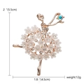 Elegant rose gold ballet girl brooch with white petals and rainbow crystal accents - Rose Gold White Petal