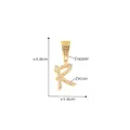 Chic 18k gold plated copper letter R pendant with cubic zirconias in cursive script - Letter R