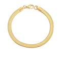 Elegant gold plated stainless steel flat snake chain bracelet with secure lobster clasp - 5mm-19cm (33321) / 14K Gold