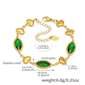 Dettaglio lunghezza 16+5cm del bracciale a cuore in acciaio dorato con vetro verde - Oro Pietra di Vetro Verde