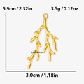 Golden tree branch pendant with detailed dimensions and weight for DIY jewelry making - Gold