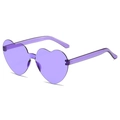 Chic purple heart-shaped rimless sunglasses with transparent jelly frame and trendy lenses - Purple Lens