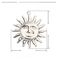 Detaillierte Größentabelle für den 40-mm-Edelstahlanhänger mit Sonnengesicht-Motiv - Sonnengesicht / Silber