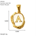 18K gold plated letter A pendant in 304 stainless steel with white shell inlay - Letter A (SP035G-A（Single Pendant）)