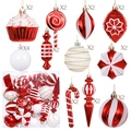 Weihnachtsschmuck Set in Rot und Weiß mit Zuckerstangen, Cupcakes und Dekokugeln - Stil 2 (Kuchen-Set)