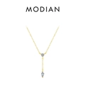 Eleganter Y-Halskette aus vergoldetem S925 Silber mit runden Zirkonia und Marquise-Schliff - 925er Silber / Gold