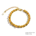 Pulsera de cadena de acero inoxidable dorado con hojas y cierre de mosquetón seguro - SL41023-Eslabones de Hoja