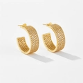Vergoldete S925 Sterling Silber Creolen mit Zirkonia-Pflasterbesatz im Hip-Hop-Stil - 18K Gold