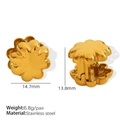 Chic 18K gold plated stainless steel floral hoop earrings in a minimalist 3D design - Flower Shape (EH657 Gold Ear Clip) / Gold