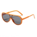 Retro oversized one-piece kids sunglasses with bright orange plastic frame and dark lenses - Orange Frame Grey Lens