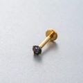 Titanium piercing stud with a dark iridescent zircon in a golden finish - Gold - Colorful Zircon