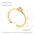 Anello aperto in acciaio inossidabile placcato oro 18K con luna rosa e stella - Aperto Regolabile / Luna Stella Rosa (ZR684G)