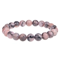 Rosa Zebra-Stein Armband mit 8mm Naturperlen und einzigartiger mineralischer Textur - Rosa Zebra Stein Armband