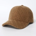 Berretto da baseball marrone in maglia felpata con motivo a rombi per autunno e inverno - Taglia unica / Cachi
