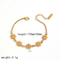 Details zum 18k Gold-Sonnenanhänger mit Maßen und Edelstahl-Materialkennzeichnung - Zierliches Sonnenanhänger Armband (TB5151)