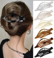 Oval hollow hair clips in black, brown, beige, and transparent colors for women - Set 23 (Pack of 6)