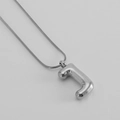Silver tone bubble letter J pendant on a sleek snake chain necklace for women - Letter J [Steel]