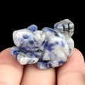 Sodalite carved squirrel animal figurine made of natural blue stone in miniature size - Blue Spot Jasper