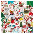 Weihnachtsaufkleber-Set mit Motiven von Weihnachtsmann, Rentier und Lebkuchenhaus - 50 Stk. Stil F
